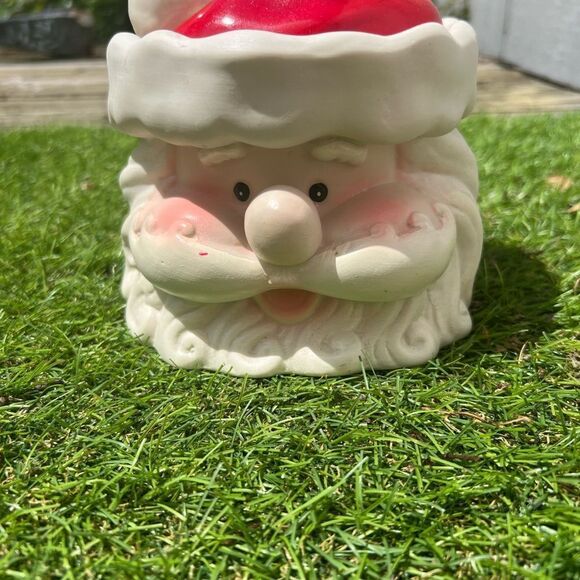 VINTAGE REPUBLIC IMPORT COMPANY SANTA SNACK JAR , GLAZED CERAMIC 5 INCHES TALL - Picture 4 of 4